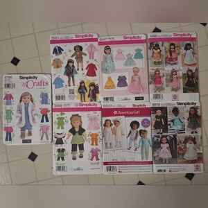 Simplicity Doll Clothing Patterns American Girl - Multicolor Designs Lot Of 7